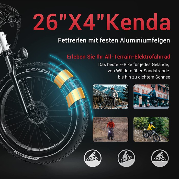 Himiway E-Bike D3 Cruiser Step Thru All Terrain Bike Pedelec Weiß inklusive Akku