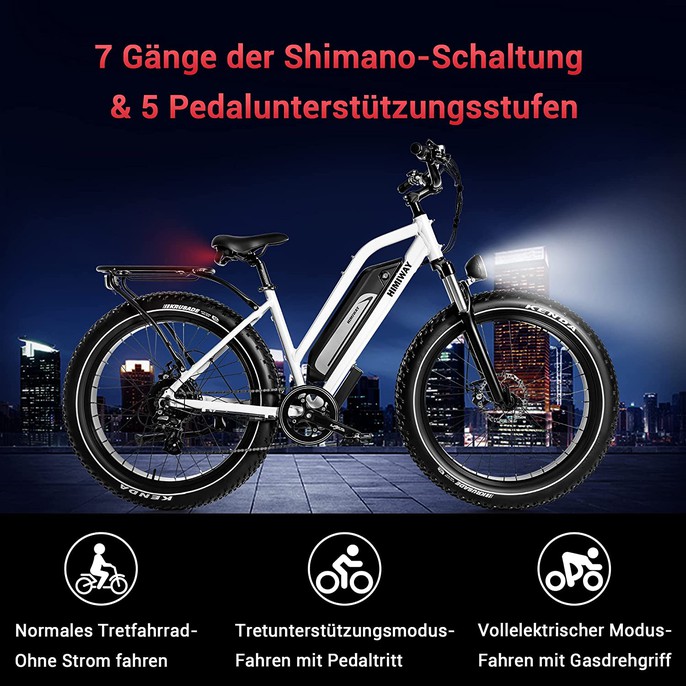 Himiway E-Bike D3 Cruiser Step Thru All Terrain Bike Pedelec Weiß inklusive Akku