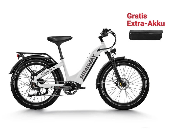 Himiway E-bike Zebra D5 Upgrade Step Thru Premium All Terrain Pedelec Fatbike inklusive Akku
