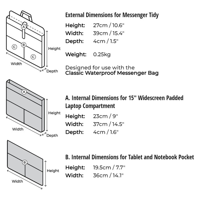OverBoard Messenger Bag Organiser Innentasche