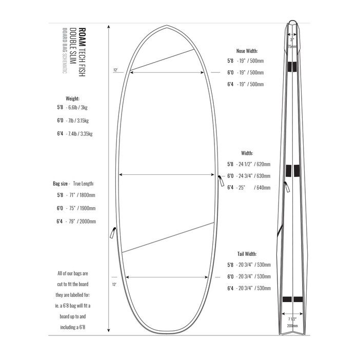 ROAM Boardbag Surfboard Tech Bag Doppel Fish 5.8