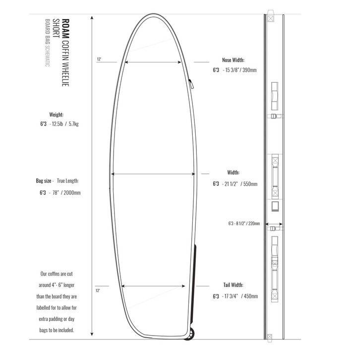 ROAM Boardbag Surfboard Coffin Wheelie 6.3