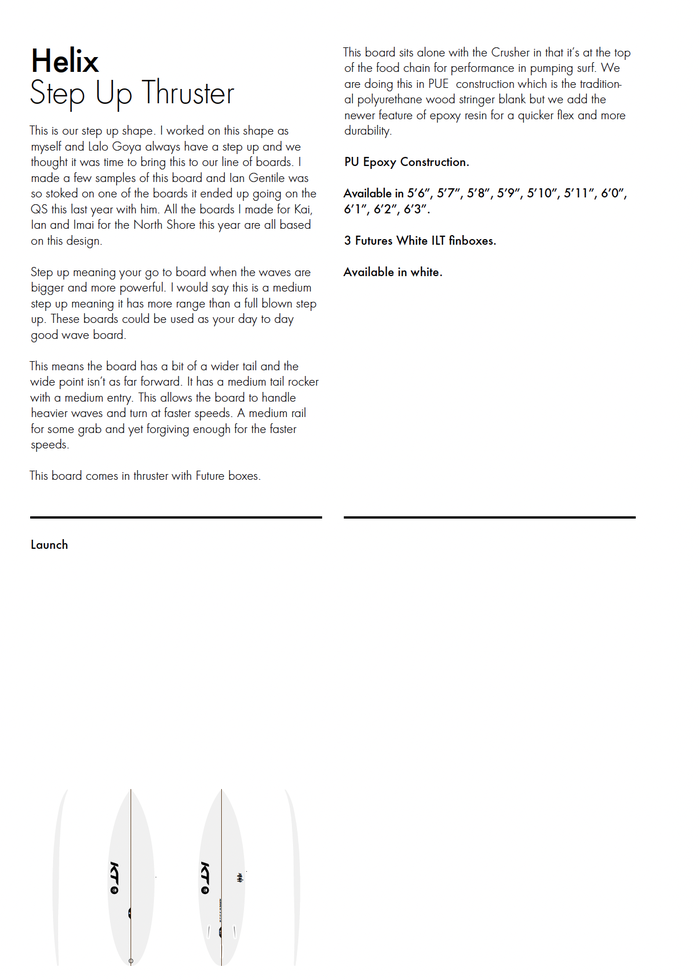 KT - Surfboard Helix - PU Epoxy - Step up Thruster