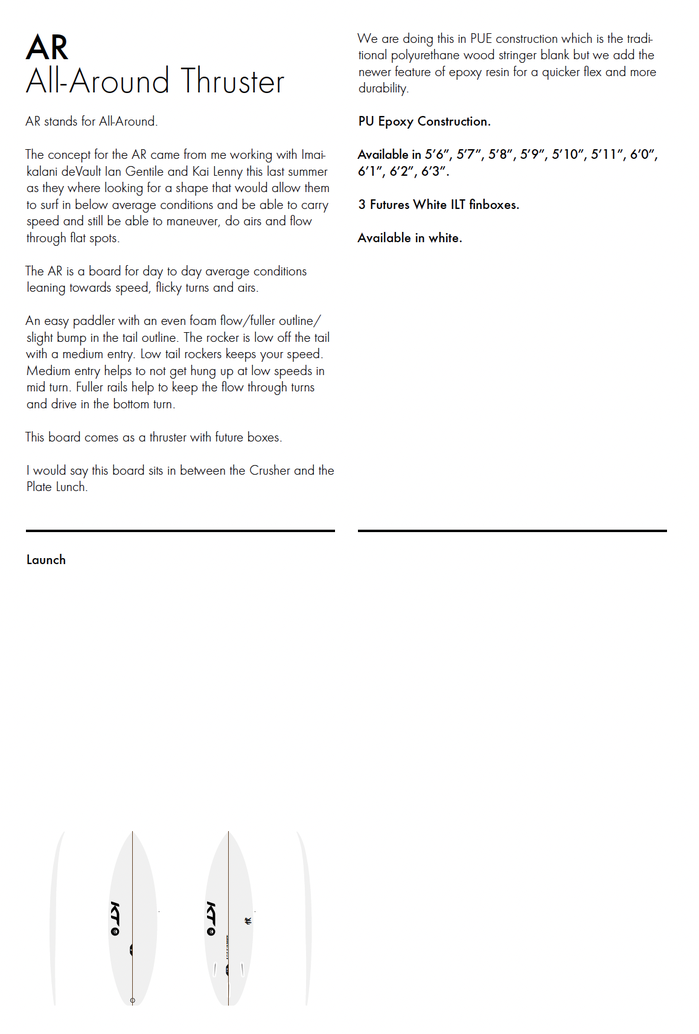 KT Surfboard AR - All-Around Thruster