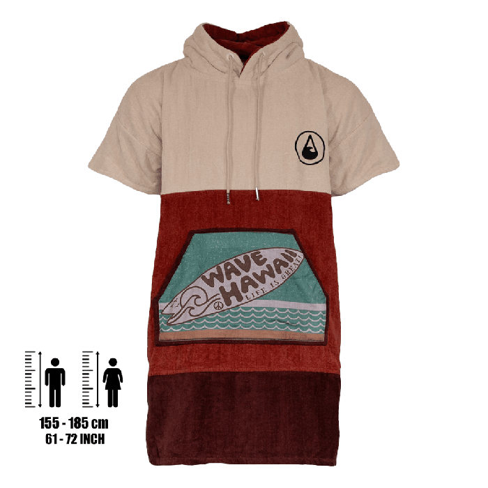 Wave Hawaii Baumwolle Velour Poncho Campeche  - Größe S/M