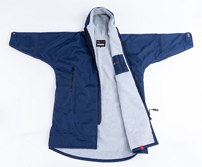 dryrobe Advance Long Sleeve Poncho KIDS Marineblau / Grau