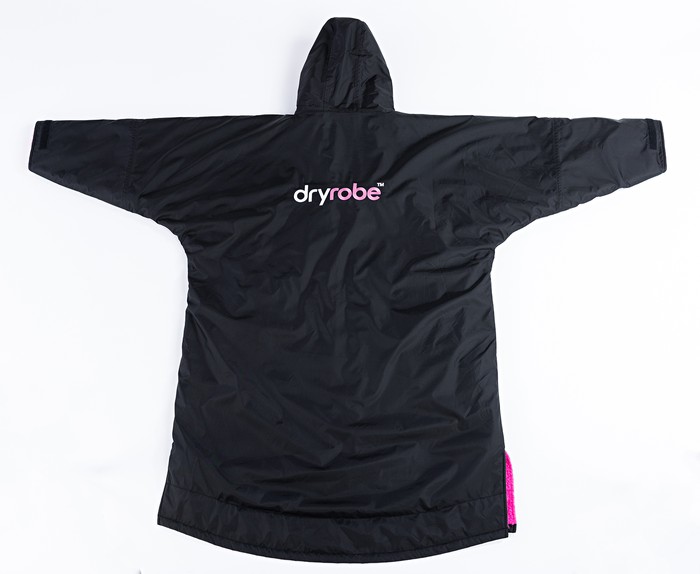 dryrobe Advance Long Sleeve Poncho KIDS Schwarz / Pink