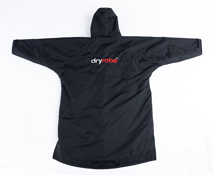 dryrobe Advance Long Sleeve Poncho KIDS Schwarz / Grau