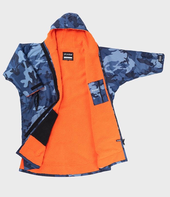 dryrobe Advance Long Sleeve Poncho Blue Camo / Orange