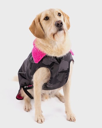 DRYROBE Dog Coat Hundemantel Schwarz Camo Pink