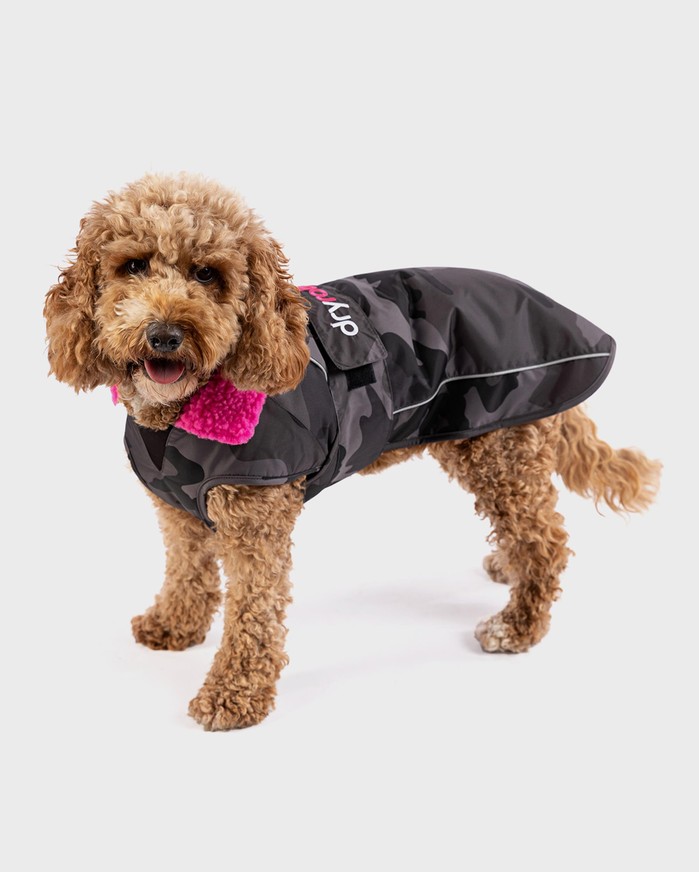 DRYROBE Dog Coat Hundemantel Schwarz Camo Pink