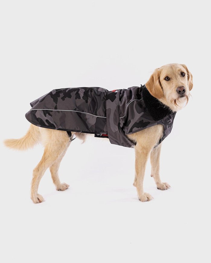 DRYROBE Dog Coat Hundemantel Schwarz Camo