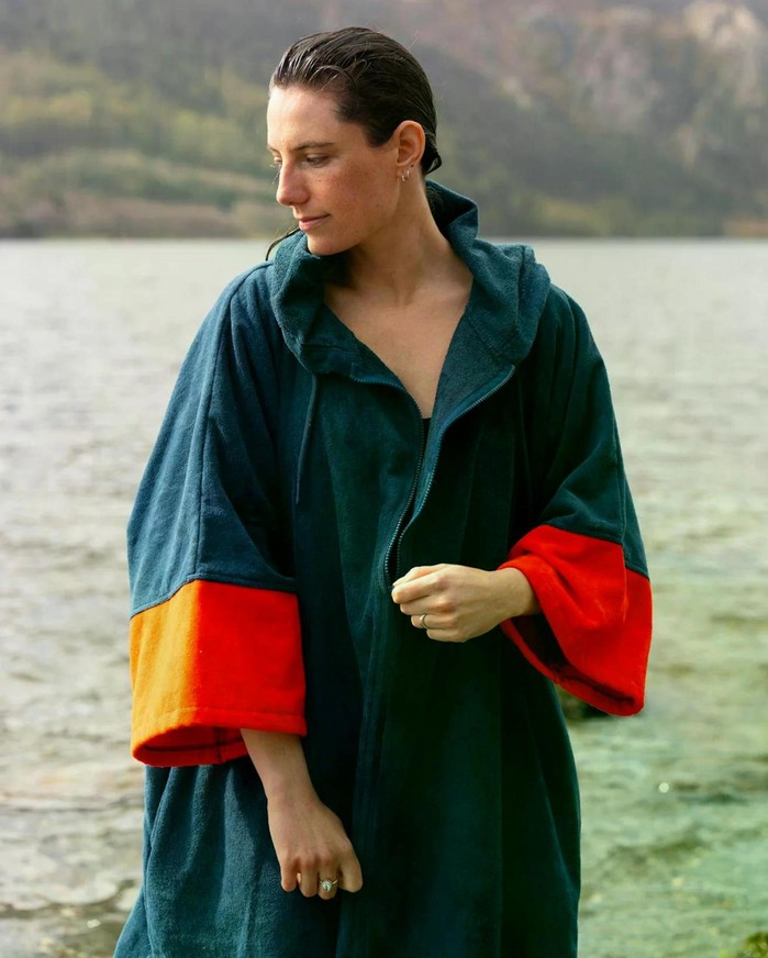 DRYROBE Fullzip Handtuchmantel Baumwolle Blau