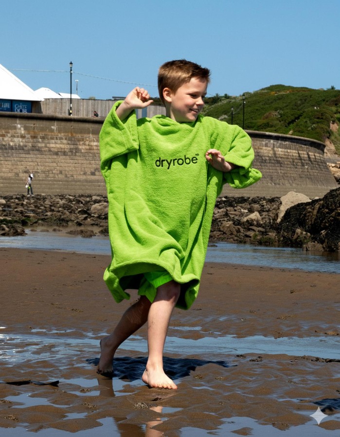 DRYROBE Handtuchmantel Bio KIDS Lime Grün