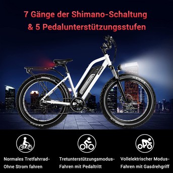 Himiway E-Bike Cruiser Step Thru All Terrain Bike Pedelec Weiß inklusive Akku