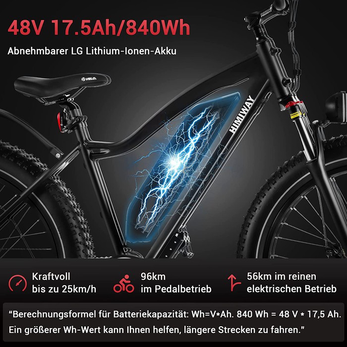 Himiway E-Bike D3 Cruiser All Terrain Bike Pedelec Schwarz inklusive Akku