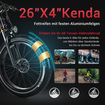 Himiway E-Bike Cruiser All Terrain Bike Pedelec Schwarz inklusive Akku