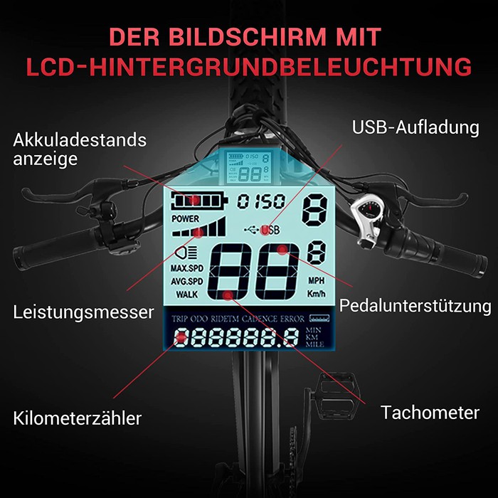 Himiway E-Bike D3 Cruiser All Terrain Bike Pedelec Schwarz inklusive Akku