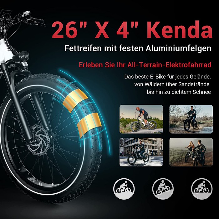 Himiway E-bike Zebra D5 Upgrade Step Thru Premium All Terrain Pedelec Fatbike inklusive Akku