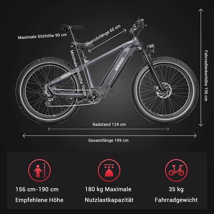 Himiway E-Bike Zebra D5 Upgrade Premium All Terrain Fatbike inklusive Akku