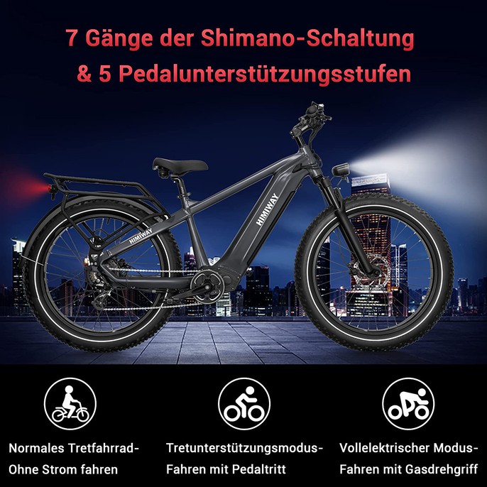 Himiway E-Bike Zebra D5 Upgrade Premium All Terrain Fatbike inklusive Akku