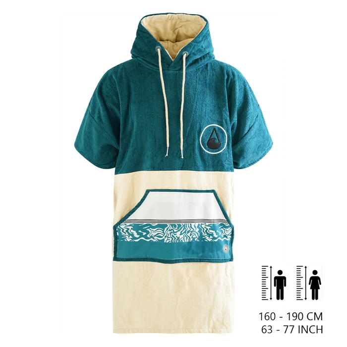 Wave Hawaii Baumwolle Velour Poncho Petrol - Größe M