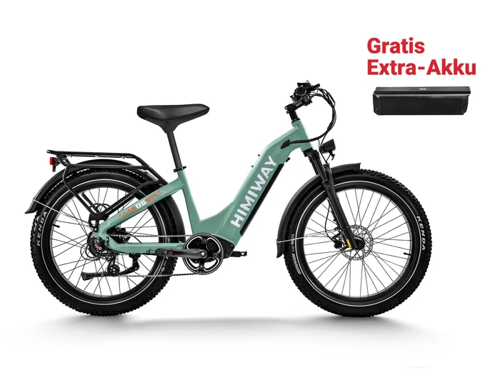 Himiway E-bike Zebra D5 Upgrade Step Thru Premium All Terrain Pedelec Fatbike inklusive Akku
