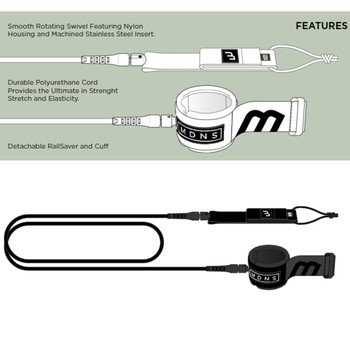 MDNS Surfboard Leash 9.0 275cm 7mm Schwarz