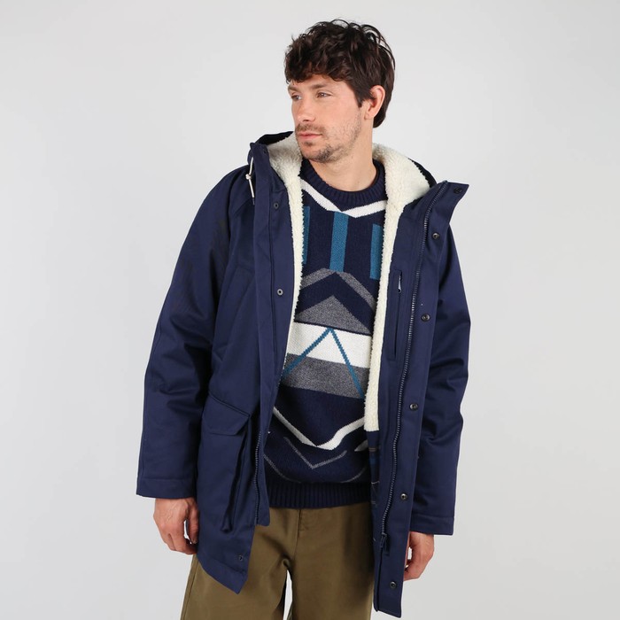 Oxbow Twill long parka jacket sherpa lined / 5K/5K mixed organic cotton/recycled polyester long jacket.