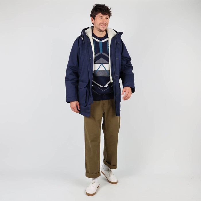 Oxbow Twill long parka jacket sherpa lined / 5K/5K mixed organic cotton/recycled polyester long jacket. Q2JACOBSEN
