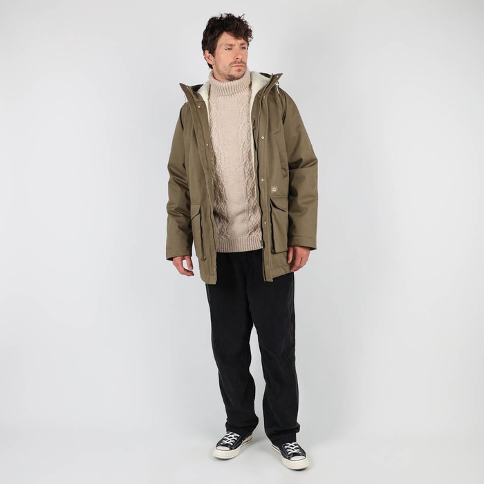 Oxbow Twill long parka jacket sherpa lined / 5K/5K mixed organic cotton/recycled polyester long jacket. Q2JACOBSEN