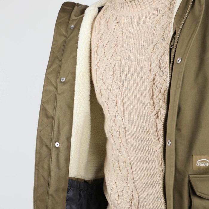 Oxbow Twill long parka jacket sherpa lined / 5K/5K mixed organic cotton/recycled polyester long jacket. Q2JACOBSEN