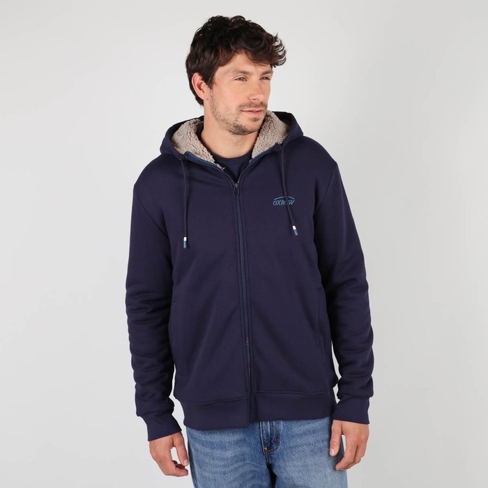 Oxbow Zippered hooded sherpa lining cotton sweatshirt. Q2SWEM