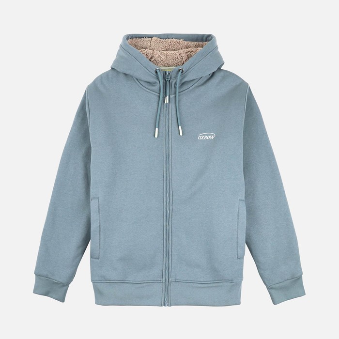 Oxbow Zippered hooded sherpa lining cotton sweatshirt. Q2SWEM
