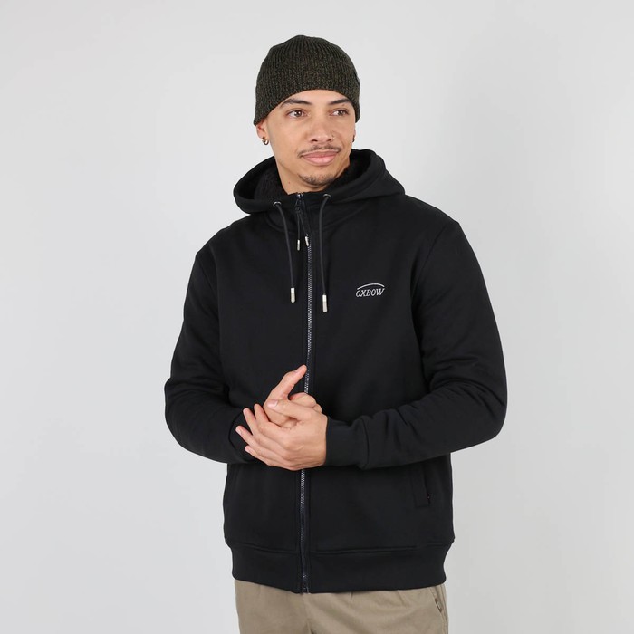 Oxbow Zippered hooded sherpa lining cotton sweatshirt. Q2SWEM