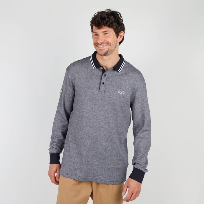 Oxbow Long sleeves straight cut cotton polo shirt. Q2NAVAL