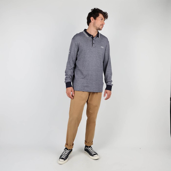Oxbow Long sleeves straight cut cotton polo shirt. Q2NAVAL