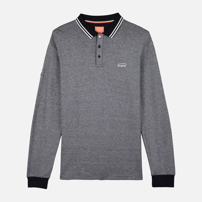 Oxbow Long sleeves straight cut cotton polo shirt. Q2NAVAL