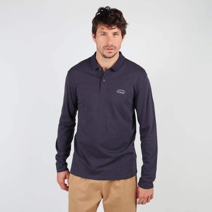 Oxbow Long sleeves straight cut cotton polo shirt. Q2NIAGARA