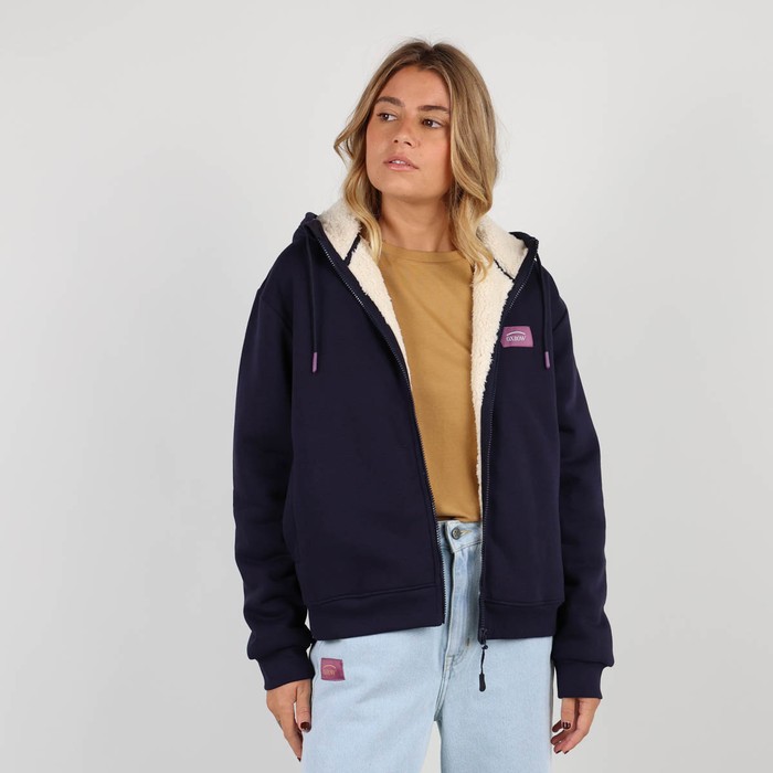 Oxbow Zippered hooded sherpa lining cotton sweatshirt. Q2SWIPS