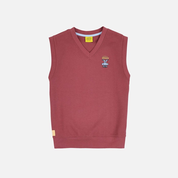 Oxbow Sleeveless V-neck straight cut cotton vest. Q2SHRIMP