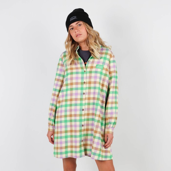 Oxbow Long-sleeved cotton flannel shirt dress. Q2DANIELA