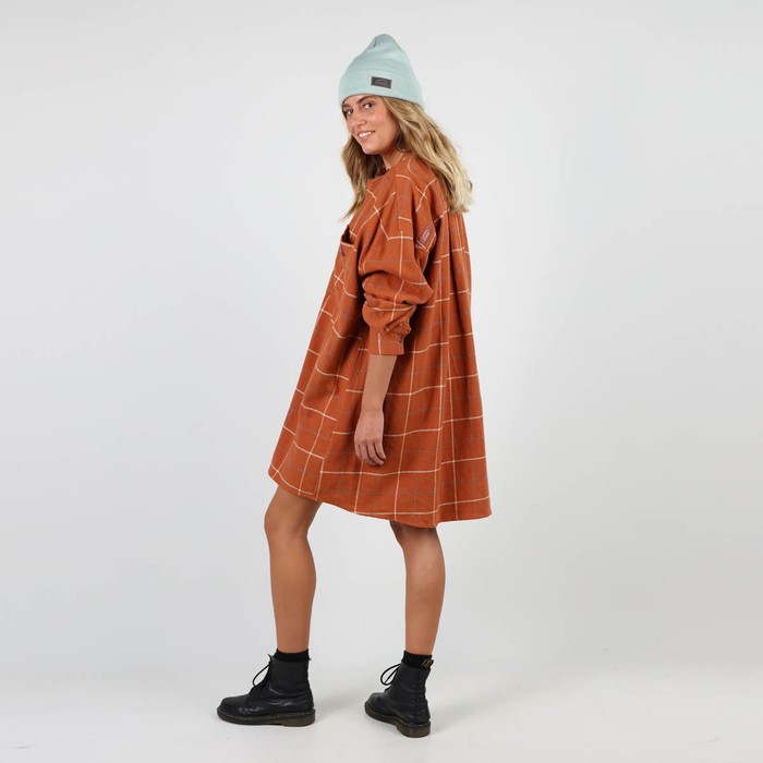 Oxbow Long-sleeved cotton mandarin collar shirt dress. Q2DANZAS