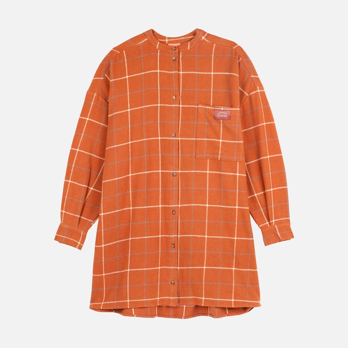 Oxbow Long-sleeved cotton mandarin collar shirt dress. Q2DANZAS