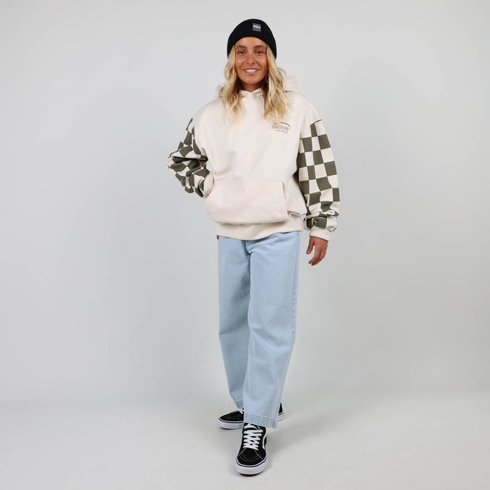 Oxbow A hoodie made in France, loose vintage fit, very heavy fleece, with an iconic retro print. Q2STUART