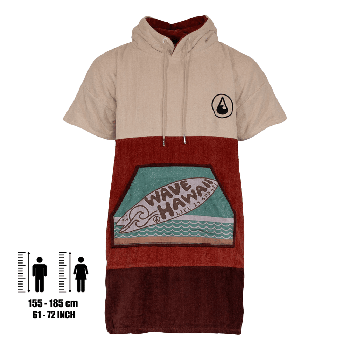 Wave Hawaii Baumwolle Velour Poncho Campeche  - Größe S/M
