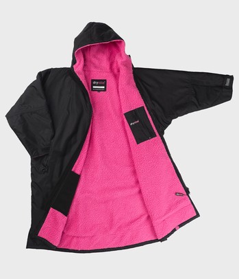 dryrobe Advance Long Sleeve Poncho Black / Pink